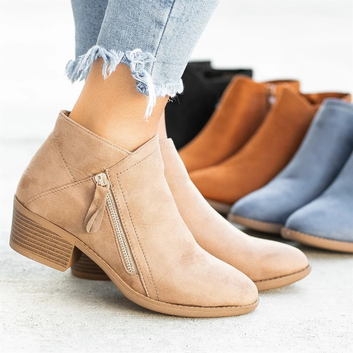 Autumn New Women's Boots European and American Round Head
