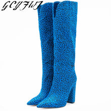 Load image into Gallery viewer, Winter Women Knee High Boots Pointed Toe Crude Heel Slip-on Women Shoes
