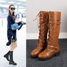 Load image into Gallery viewer, New oversized knight boots for women in autumn and winter, new round head rivet belt
