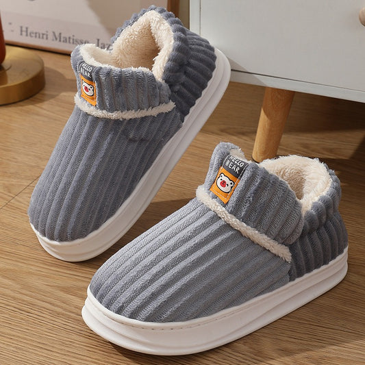 Winter bag heel cotton slippers for men with thickened soles for home couples