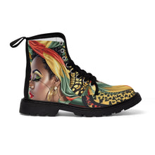 Load image into Gallery viewer, Portrait Of A Woman Canvas Fashion Ankle Boots - Mustard Yellow African Print, Comfort Walking Shoes for Women
