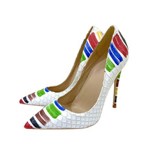 Load image into Gallery viewer, New Snakeskin Pattern Color Graffiti High Heels 12cm 10cm 8cm Pointed Toe Stiletto
