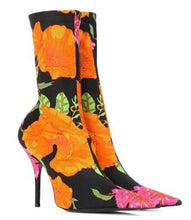 Load image into Gallery viewer, Floral Print Sexy Stiletto Sock Women Booties Stretch Pointed Toe High Heels
