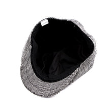 Load image into Gallery viewer, Newsboy Cap Beret Hat Men Women Hat Tweed Gatsby Octagonal Black White Herringbone Vintage Ivy Hats
