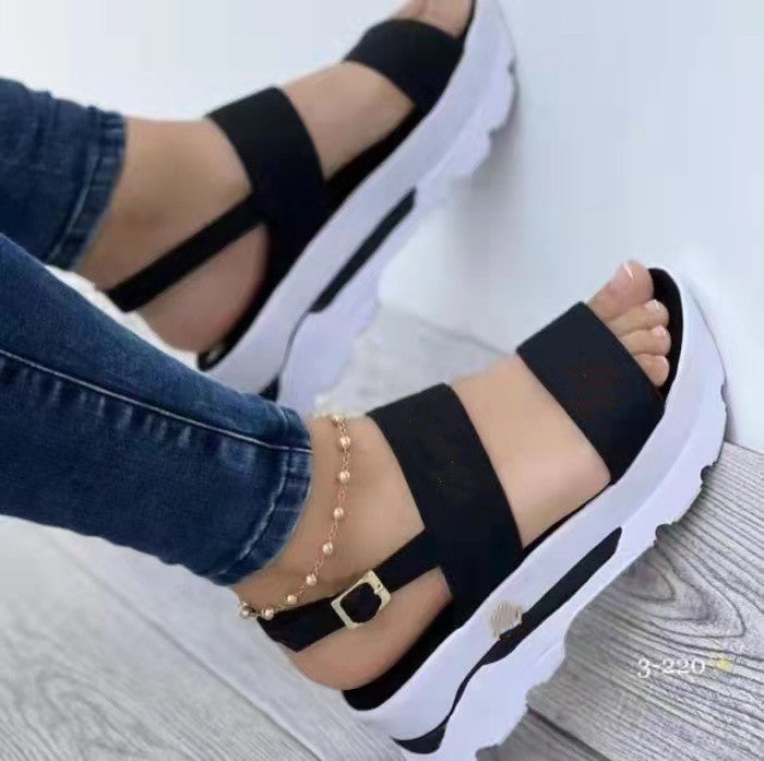 Summer New Large Size Women's Shoes Letter  Wedge Sandals