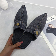 Load image into Gallery viewer, Comfortable Personality Womens Slippers Denim Round Toe Flat Shoes Female
