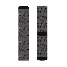 Load image into Gallery viewer, R&amp;RH Grey Caricature Toon Sublimation Socks
