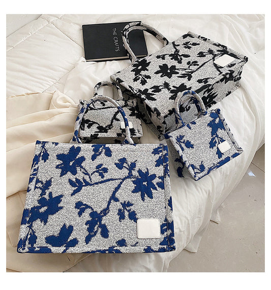 Women's New Fashion Simple Handbag  Flower Shoulder Messenger Bag