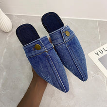 Load image into Gallery viewer, Comfortable Personality Womens Slippers Denim Round Toe Flat Shoes Female
