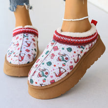 Load image into Gallery viewer, Women&#39;s Cartoon Christmas Print Ankle Boots Casual Slip On Plush Lined Home Shoes
