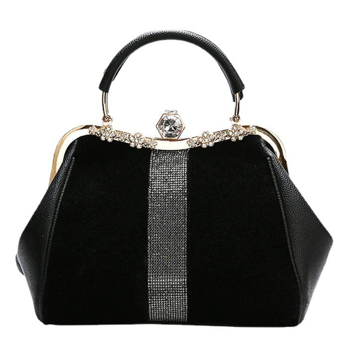 V Women's Handheld Bag  Versatile Diamond Inlaid Imitation Handheld Bag