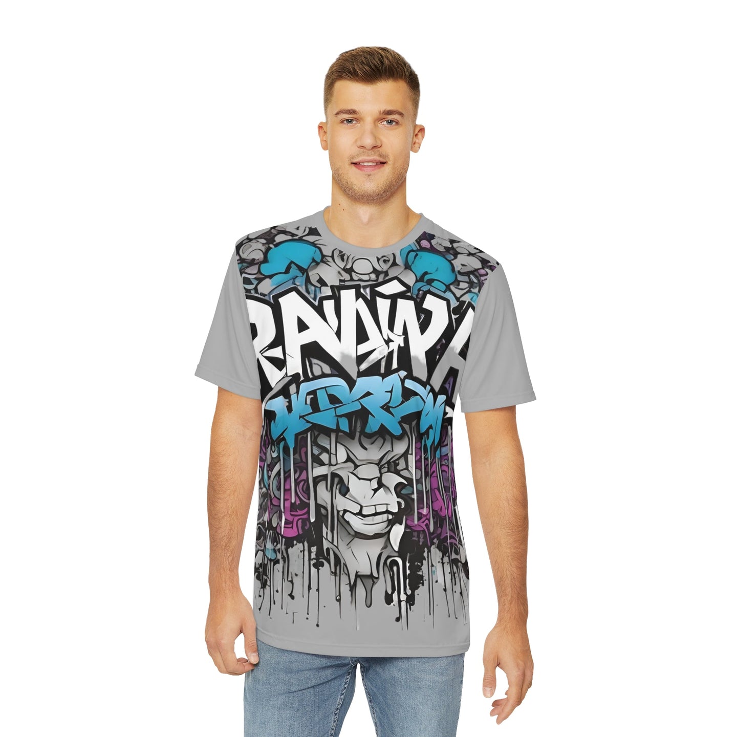 Men's Graffiti-style Gray T-shirt