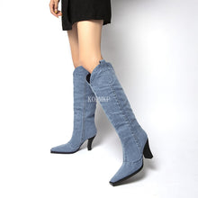 Load image into Gallery viewer, New Denim Ladies Non-slip Boots Fashion Thick-soled Spring Thigh High Boots
