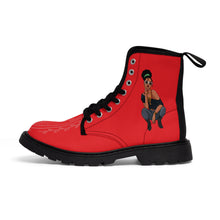 Load image into Gallery viewer, Women&#39;s Red &amp; Design Canvas Boots
