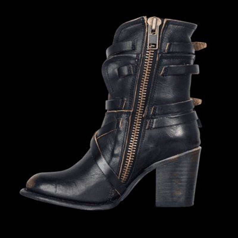 New Spanish medium heeled women's shoes, long boots, women's leather boots