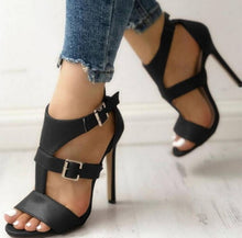 Load image into Gallery viewer, High heels summer new oversized European and American thick heel buckle sandals
