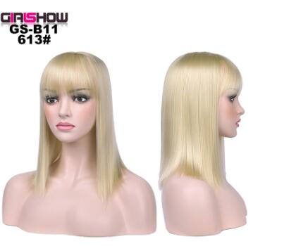 women Bob Wig With Bangs Short Straight Wigs party Synthetic Hair Heat Resistant Fiber fake hair Halloween Perucas