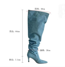 Load image into Gallery viewer, Foreign Trade Pointed Thin Heel Wide Sleeve Boots Large Sleeve Pleated Boots Push Boots Long Sleeve Large Size Women&#39;s Boots
