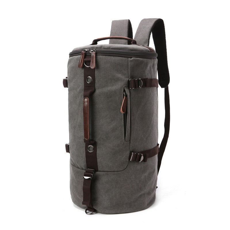 Men Travel Backpack Male Canvas Luggage Duffel Cylinder Bag Mountaineering Hiking Backpack For Men