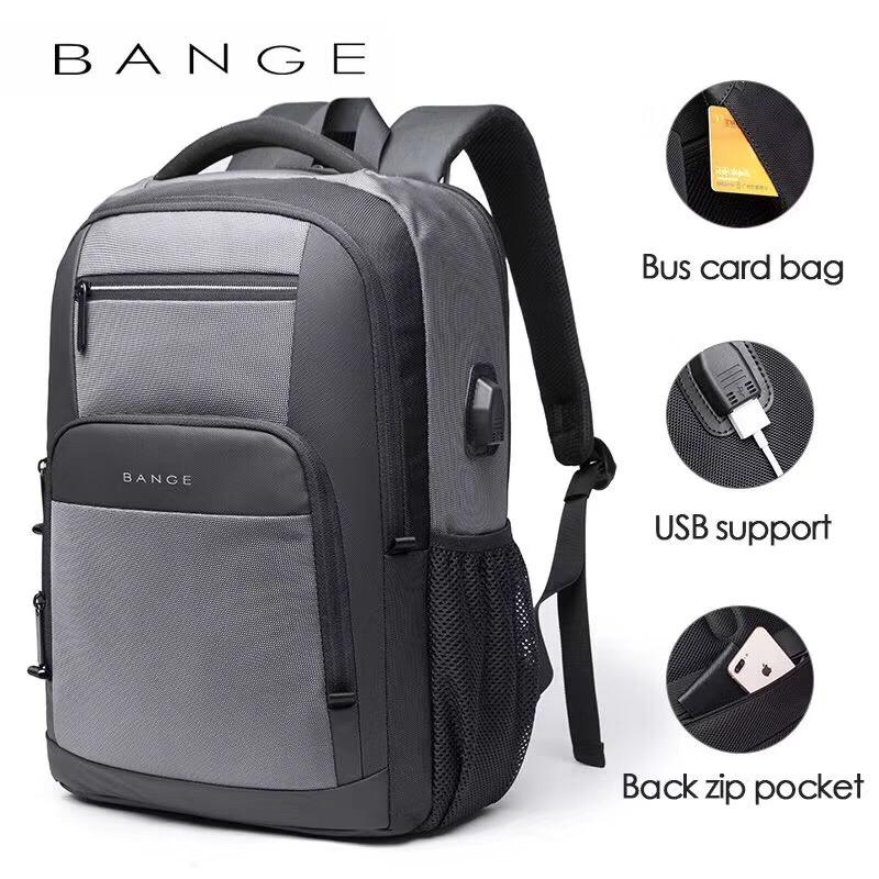 Bange New Fashion Casual All-Match Water-Repellent Technology USB Outdoor Backpack For Men