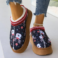 Load image into Gallery viewer, Women&#39;s Cartoon Christmas Print Ankle Boots Casual Slip On Plush Lined Home Shoes
