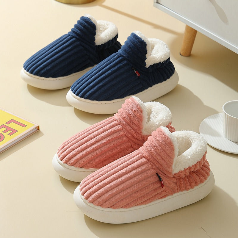 Winter bag heel cotton slippers for men with thickened soles for home couples