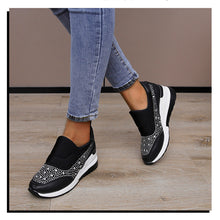 Load image into Gallery viewer, Large slope heel shoes for women in spring, new rhinestone inner height increasing shoes, high heels, lazy shoes, casual sports shoes for women
