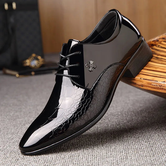 Italian oxford shoes patent leather wedding shoes pointed toe
