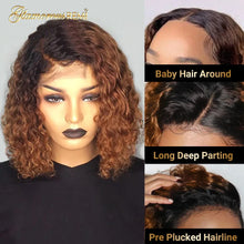 Load image into Gallery viewer, Ombre Curly Short Bob Wig Brazilian Curly Human Hair Wigs Lace Front Wig
