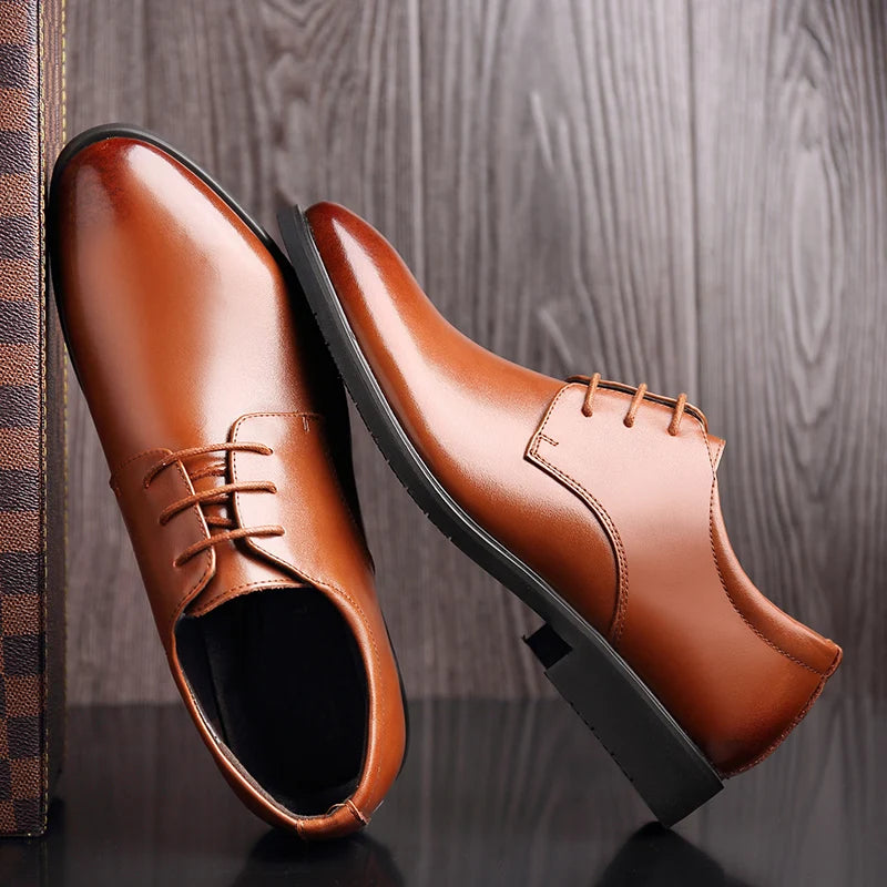 Office Business Dress Leather Flats Man Split Leather Wedding Shoes