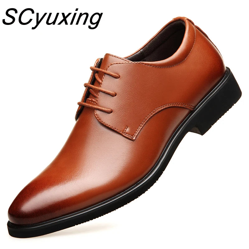 Office Business Dress Leather Flats Man Split Leather Wedding Shoes