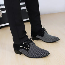 Load image into Gallery viewer, Mens Leather Business Dress Pointy Plaid Black Shoes Breathable Formal Wedding Basic  Loafers
