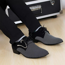 Load image into Gallery viewer, Mens Leather Business Dress Pointy Plaid Black Shoes Breathable Formal Wedding Basic  Loafers
